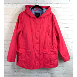 TALBOTS coral pink cotton hooded zipper anorak windbreaker size XL NWOT